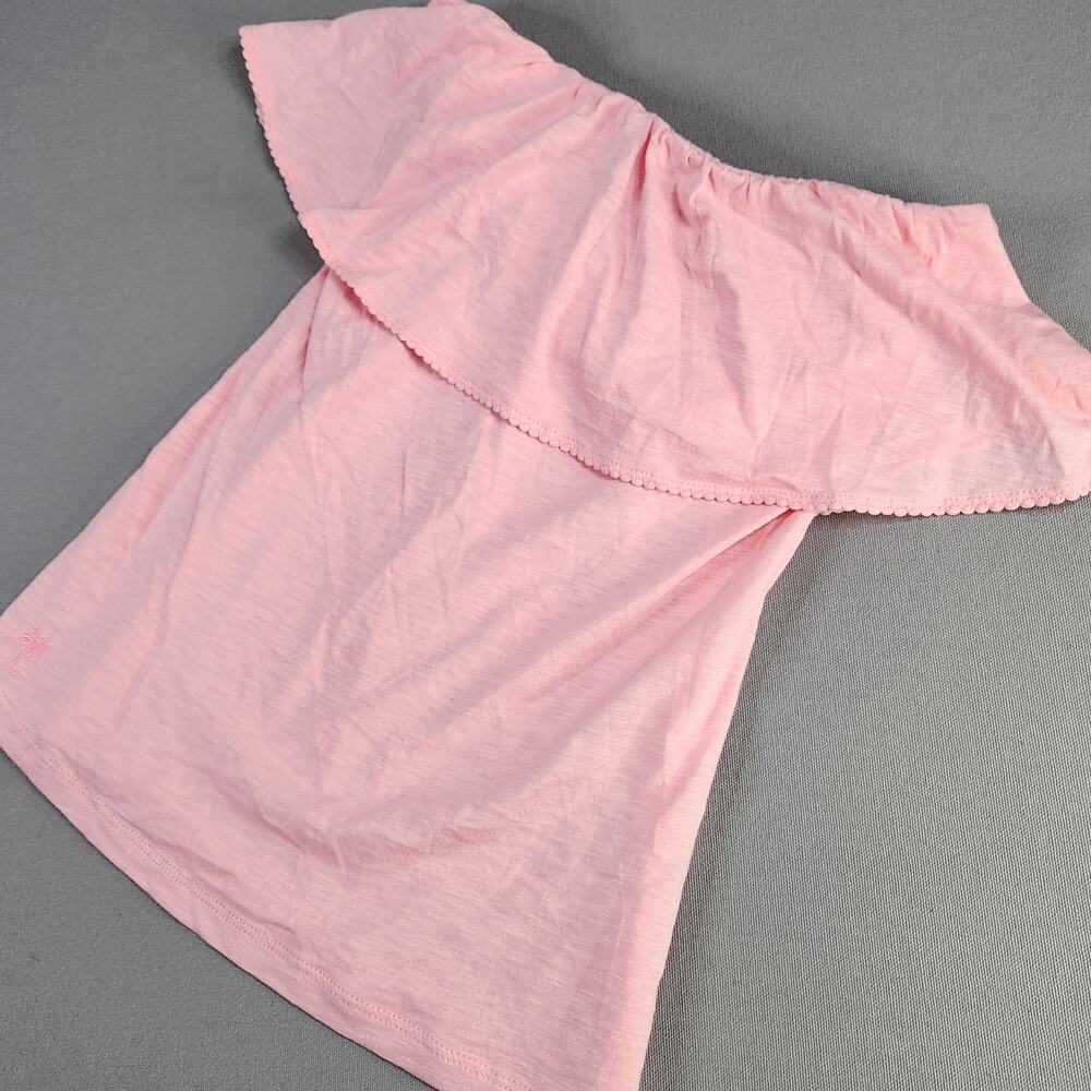 Lilly Pulitzer XS Strapless Pink Tube Top Ruffle Scalloped Edge Pima Cotton NWOT